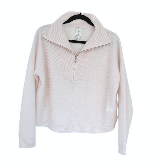 😊Joie 100% Cashmere Sweater Mock Neck 1/4 Zipper Front Long Sleeves Wm Sz L NWT - Picture 7 of 9